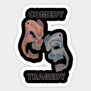 Comedy & Tragedy Dark Brown Letters Sticker